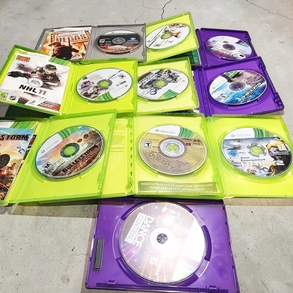 VTG Xbox 360 Video Game Lot 10 Bundle Tom Clancy Ghost Recon Bulletstorm Cases